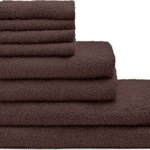 Hnědé rychleschnoucí/froté bavlněné ručníky a osušky v sadě 8 ks Quick Dry – Catherine Lansfield