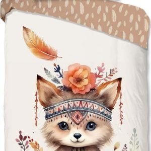 Hnědé/béžové bavlněné dětské povlečení na jednolůžko 140x200 cm Hay – Good Morning