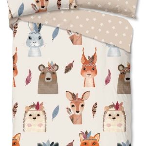 Hnědé/béžové bavlněné dětské povlečení na jednolůžko 140x200 cm Rave – Good Morning