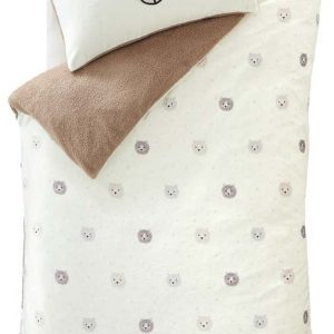 Hnědé/krémové dětské povlečení na jednolůžko z mikroplyše 135x200 cm Cosy Bear – Catherine Lansfield