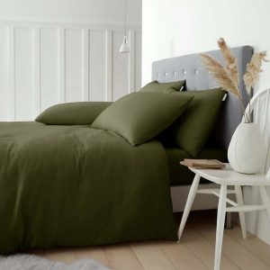 Khaki flanelové povlečení na dvoulůžko 200x200 cm Brushed – Catherine Lansfield