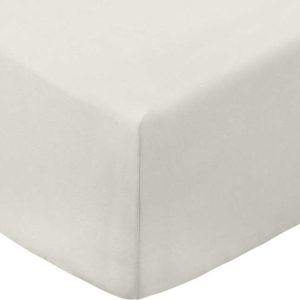 Krémové napínací prostěradlo z bavlněného perkálu 185x200 cm Cotton Percale – Bianca