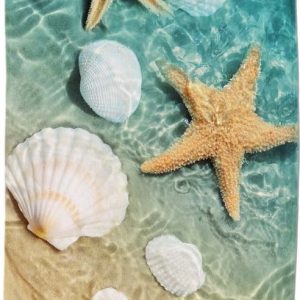 Modrá/béžová sametová plážová osuška 100x180 cm Beachvibe – Good Morning