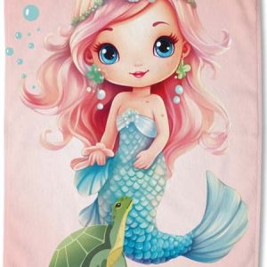 Modrá/růžová dětská sametová plážová osuška 75x150 cm Alisse – Good Morning