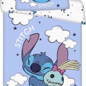 Modré bavlněné dětské povlečení do postýlky 100x135 cm Lilo & Stitch "Clouds" – Jerry Fabrics