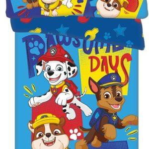 Modré bavlněné dětské povlečení do postýlky 100x135 cm Paw Patrol "Pawsome days ahead" – Jerry Fabrics