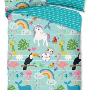 Modré bavlněné dětské povlečení na jednolůžko 140x200 cm Festen – Good Morning