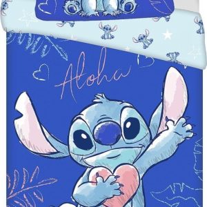 Modré bavlněné dětské povlečení na jednolůžko 140x200 cm Lilo & Stitch "Aloha" – Jerry Fabrics