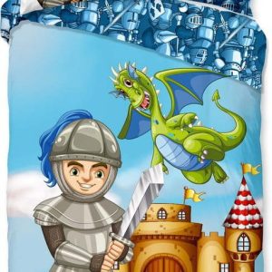 Modré bavlněné dětské povlečení na jednolůžko/prodloužené 140x220 cm Knight – Good Morning