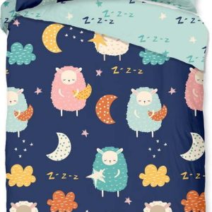 Modré bavlněné dětské povlečení na jednolůžko/prodloužené 140x220 cm Sheep – Good Morning