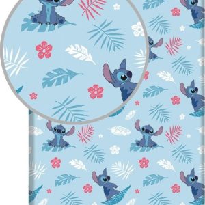 Modré napínací bavlněné dětské prostěradlo na jednolůžko 90x200 cm Lilo & Stitch "Blue" – Jerry Fabrics