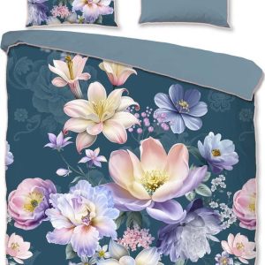 Modré povlečení na dvoulůžko/prodloužené z bavlněného saténu 200x220 cm Mirery – Descanso