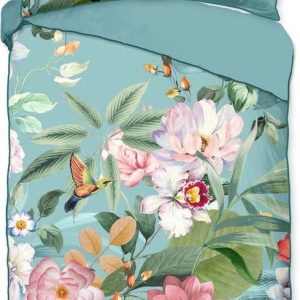 Modré povlečení na jednolůžko/prodloužené z bavlněného saténu 140x220 cm Fungi – Descanso