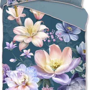 Modré povlečení na jednolůžko/prodloužené z bavlněného saténu 140x220 cm Mirery – Descanso