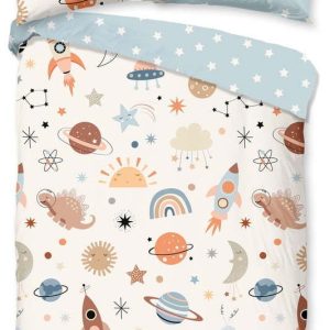 Modré/béžové bavlněné dětské povlečení do postýlky 100x135 cm Eclips – Good Morning