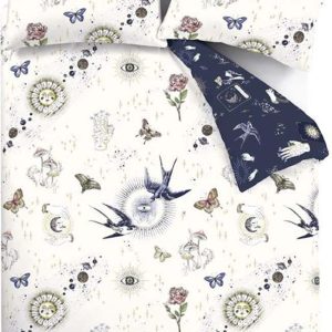 Modré/krémové povlečení na dvoulůžko/prodloužené 230x220 cm Astrology – Sassy B