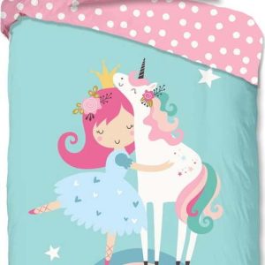 Modré/růžové bavlněné dětské povlečení na jednolůžko 140x200 cm Heaven – Good Morning