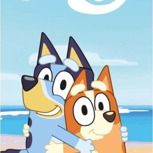 Modro-béžová bavlněná dětská osuška 70x140 cm Bluey "Beach" – Jerry Fabrics