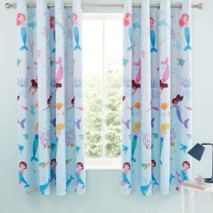 Modrý dětský závěs 2 ks 168x183 cm Mermaid – Catherine Lansfield