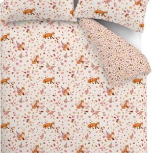 Oranžové/béžové povlečení na dvoulůžko 200x200 cm Woodland Fox – Catherine Lansfield