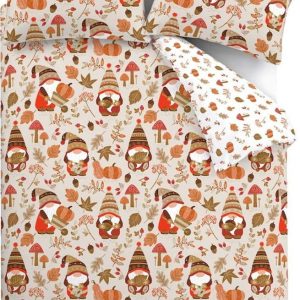 Oranžové/hnědé povlečení na dvoulůžko/prodloužené 230x220 cm Woodland Gonks – Catherine Lansfield