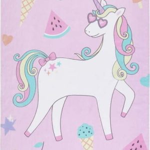 Růžová/fialová bavlněná plážová osuška 76x160 cm Summer Unicorn – Catherine Lansfield