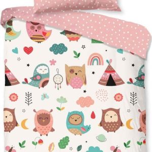 Růžové bavlněné dětské povlečení do postýlky 100x135 cm Wise – Good Morning