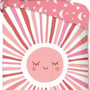 Růžové bavlněné dětské povlečení na jednolůžko 140x200 cm Sunny – Good Morning