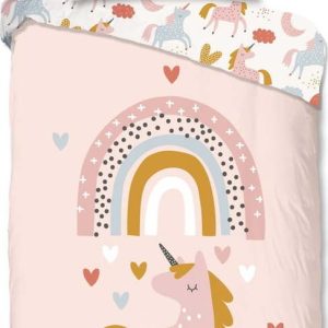 Růžové bavlněné dětské povlečení na jednolůžko 140x200 cm Unilove – Good Morning