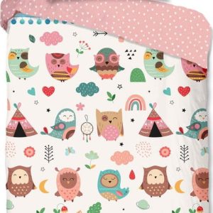 Růžové bavlněné dětské povlečení na jednolůžko 140x200 cm Wise – Good Morning