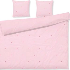 Růžové povlečení na dvoulůžko/prodloužené z bavlněného perkálu 200x220 cm Daisy – JUNA