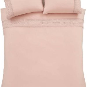 Růžové povlečení na jednolůžko 135x200 cm Broderie Anglaise – Catherine Lansfield