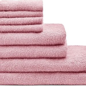 Růžové rychleschnoucí/froté bavlněné ručníky a osušky v sadě 8 ks Quick Dry – Catherine Lansfield