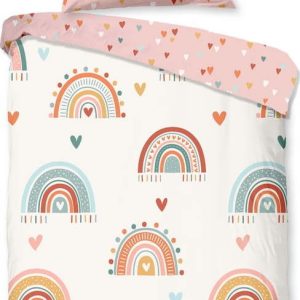 Růžové/béžové bavlněné dětské povlečení do postýlky 100x135 cm Louie – Good Morning