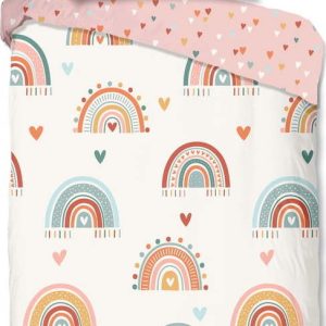 Růžové/béžové bavlněné dětské povlečení na jednolůžko 140x200 cm Louie – Good Morning