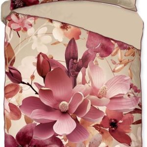 Růžové/béžové povlečení na jednolůžko/prodloužené z bavlněného saténu 140x220 cm Chaja – Descanso