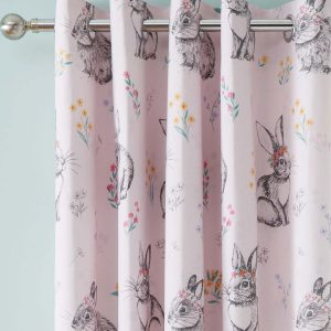 Růžový dětský závěs 2 ks 168x183 cm Bunny Tails Ditsy Flowers – Catherine Lansfield