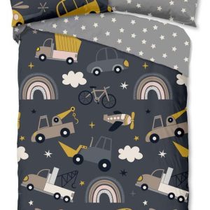 Šedé bavlněné dětské povlečení na jednolůžko 140x200 cm Rush – Good Morning