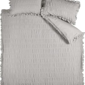 Šedé krepové povlečení na dvoulůžko 200x200 cm Seersucker Frill – Catherine Lansfield