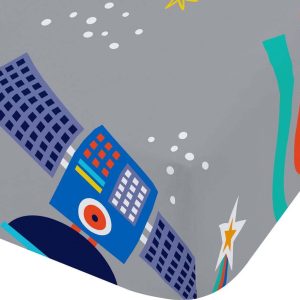 Šedé napínací dětské prostěradlo do postýlky 70x140 cm Lost In Space – Catherine Lansfield