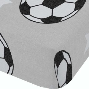 Šedé napínací flanelové dětské prostěradlo na dvoulůžko 135x190 cm Football Stars – Catherine Lansfield
