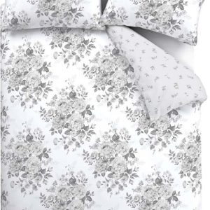 Šedé povlečení na dvoulůžko 200x200 cm Elinda Floral – Catherine Lansfield
