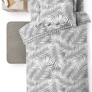 Šedý bavlněný povlak na peřinu na jednolůžko 140x200 cm Botania – douceur d'intérieur