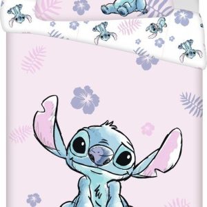 Světle růžové bavlněné dětské povlečení na jednolůžko 140x200 cm Lilo & Stitch "Pink" – Jerry Fabrics