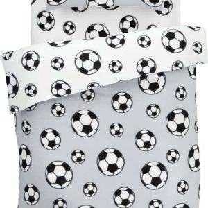 Světle šedé fleecové dětské povlečení na dvoulůžko 200x200 cm Football – Catherine Lansfield