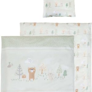 Světle zelené bavlněné dětské povlečení do postýlky 80x80 cm Woodland Buddies – Roba