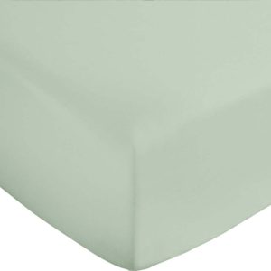 Světle zelené napínací prostěradlo z bavlněného saténu 150x200 cm Cotton Sateen – Bianca