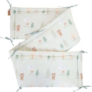Světle zelený bavlněný mantinel do postýlky 170 cm Woodland Buddies – Roba