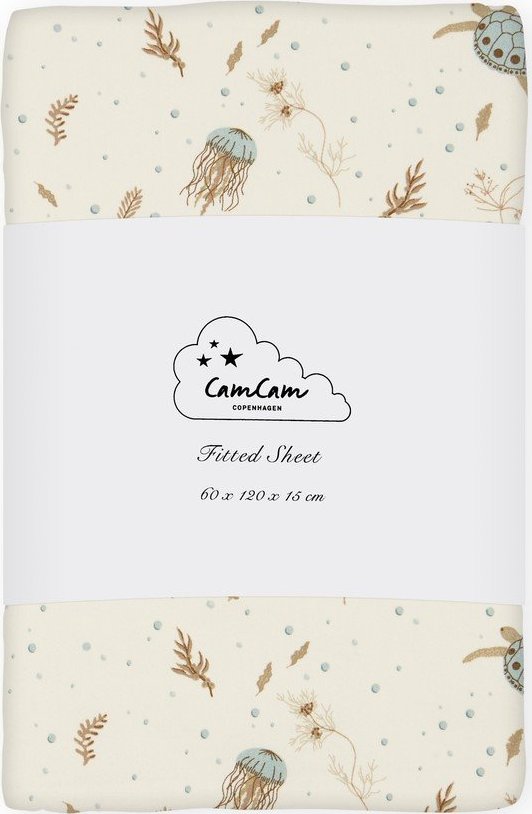 Světle žluté napínací dětské prostěradlo do postýlky z Bio bavlny 60x120 cm Sea Garden – Cam Cam Copenhagen