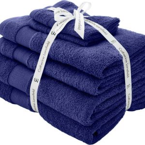 Tmavě modré froté bavlněné ručníky a osušky v sadě 6 ks Anti-Bacterial – Catherine Lansfield
